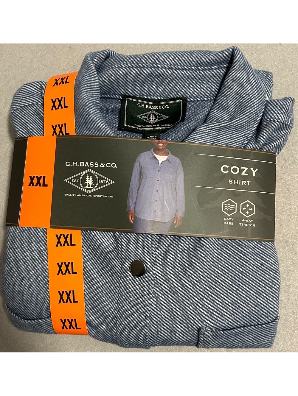 G.H. Bass & Co. Cozy Shirt Blue Oversized Relaxed Fit Men’s Button Up Size XXL